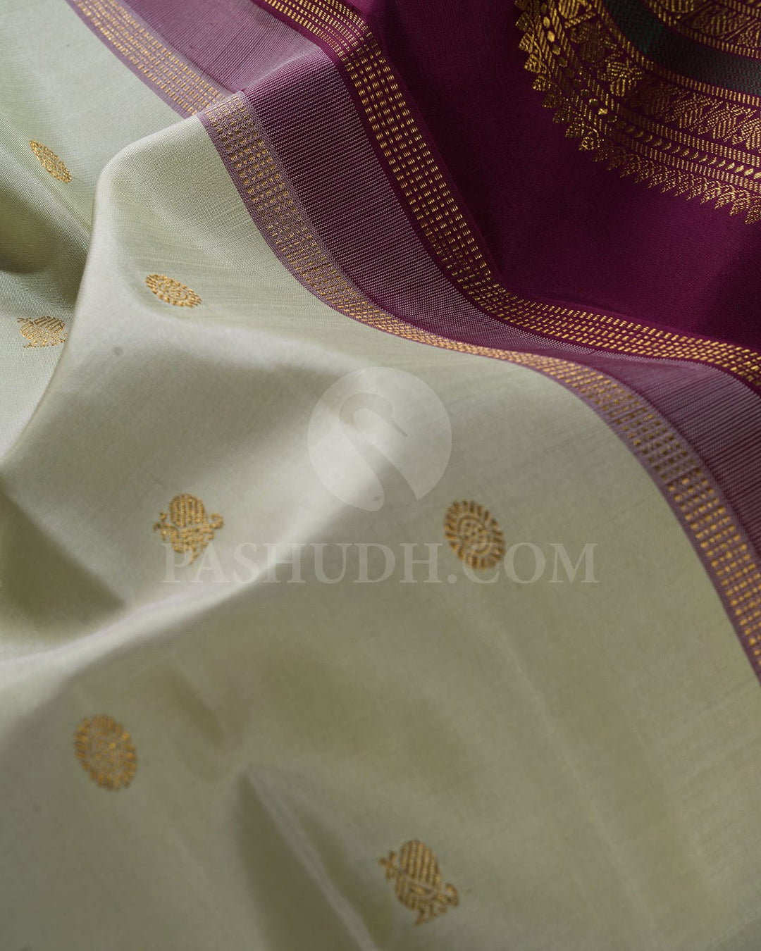 Pistachio With Deep Purple Pure Kanjivaram Silk Saree-SP104