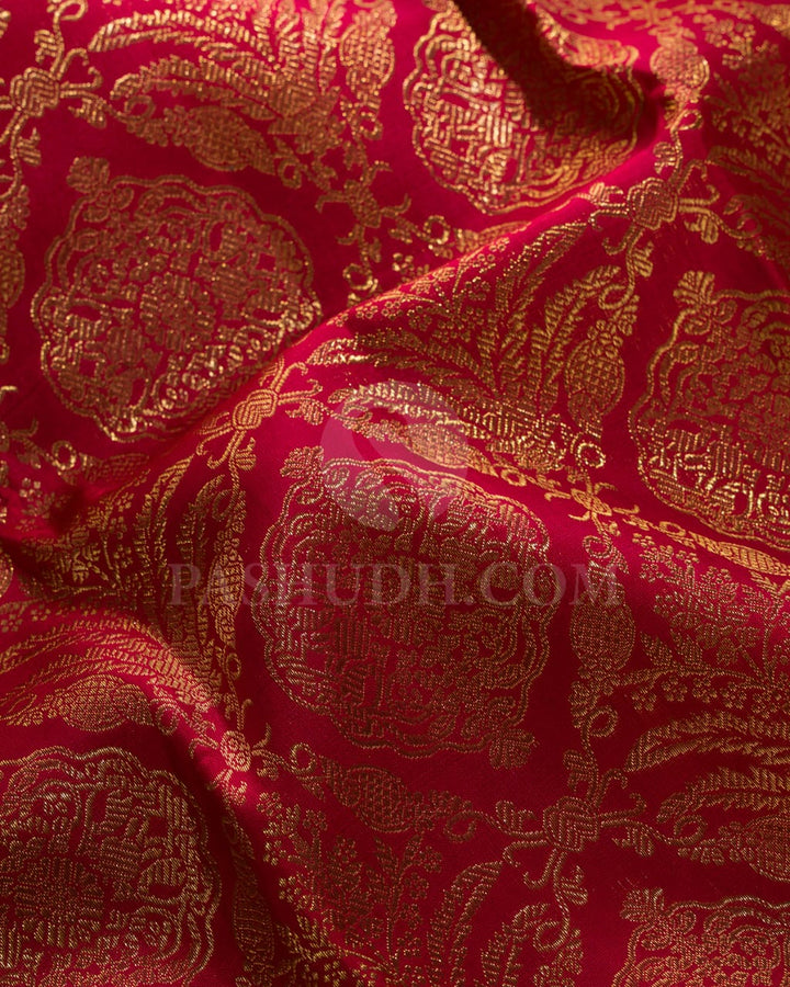 Bright Red And Baby Pink Bridal Pure Kanjivaram Silk Saree-SP99