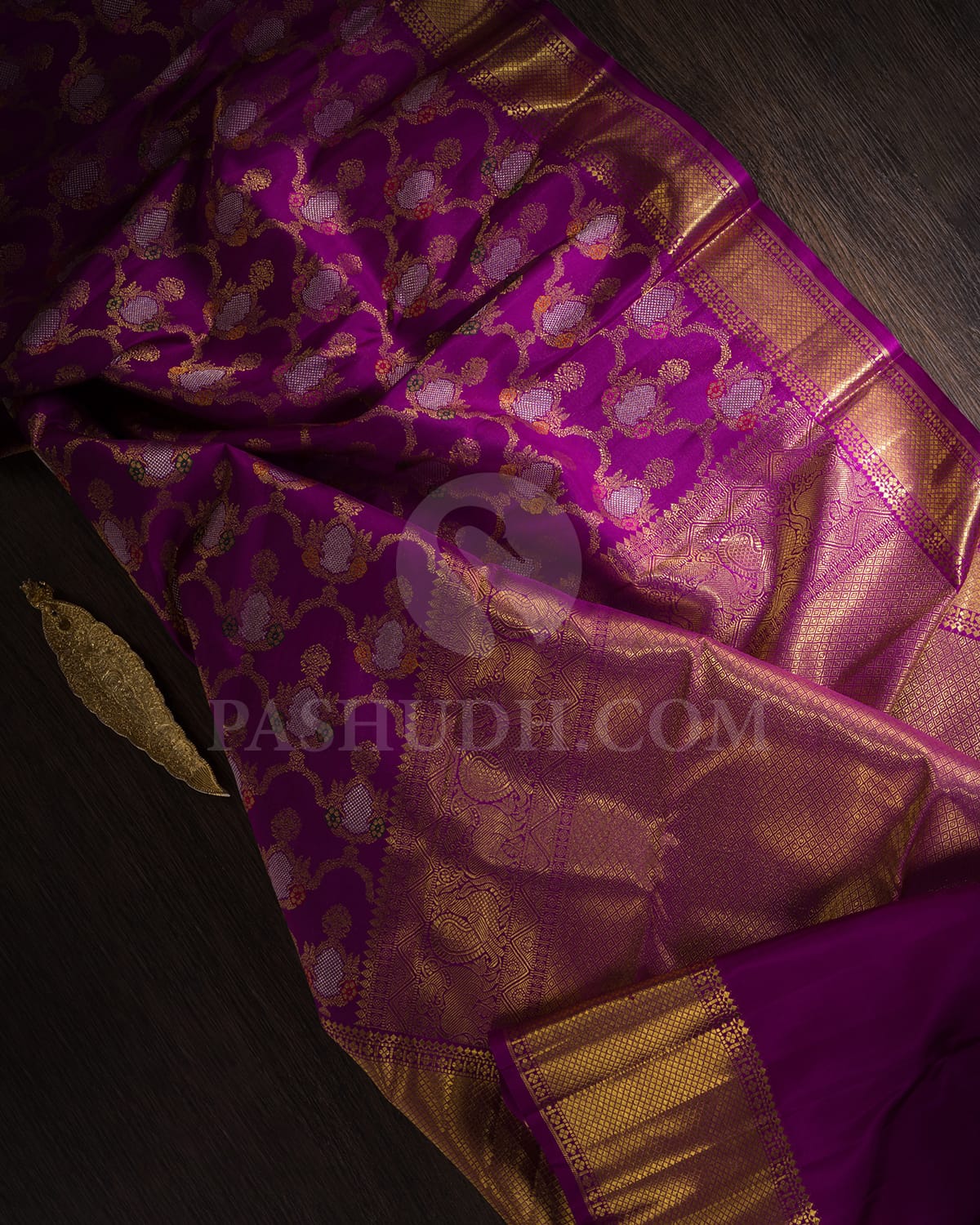 Violet Bridal Pure Kanjivaram Silk Saree -P181(A)