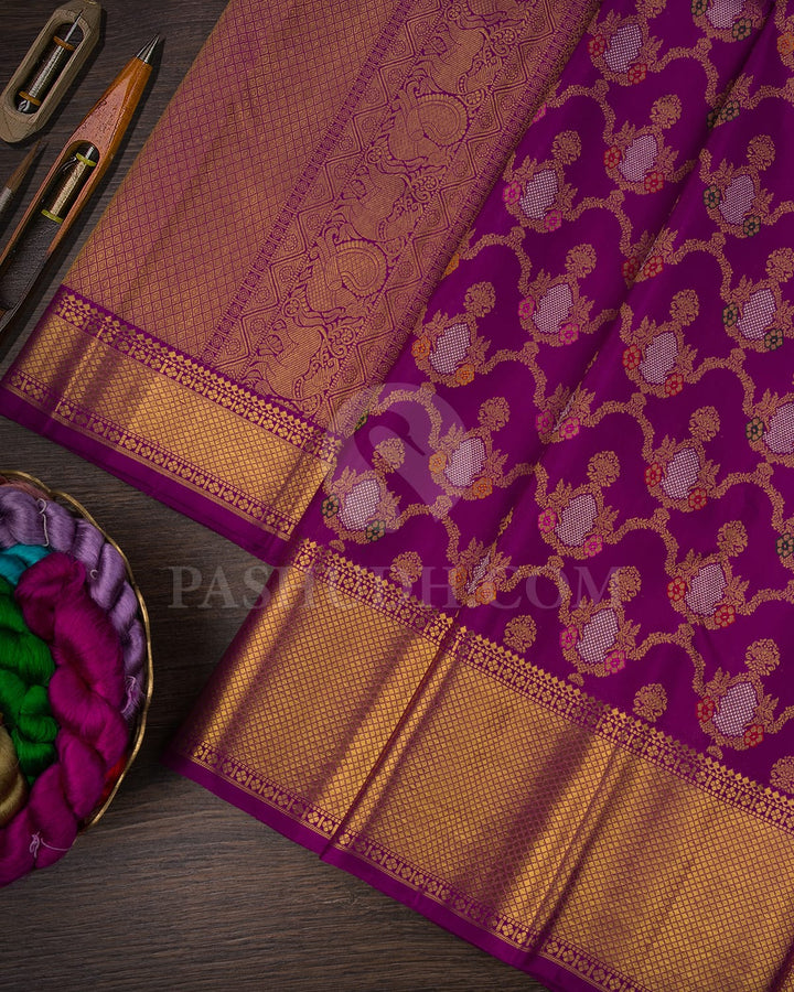 Violet Bridal Pure Kanjivaram Silk Saree -P181(A)