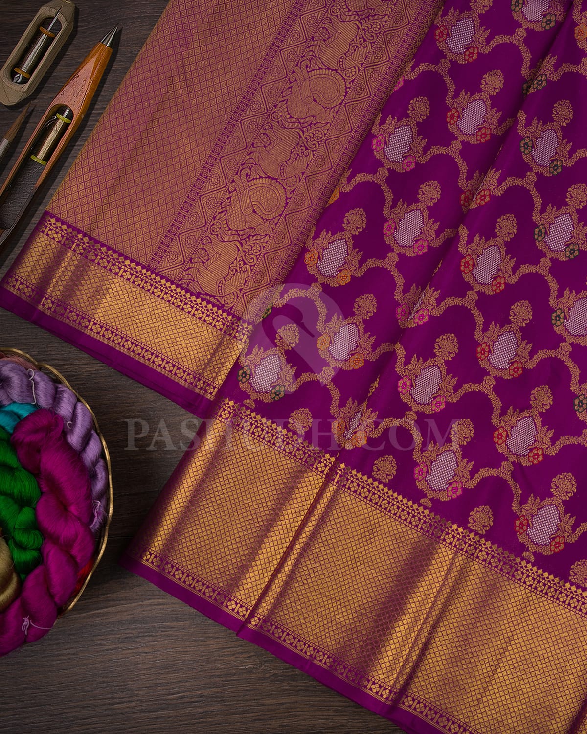 Violet Bridal Pure Kanjivaram Silk Saree -P181(A)