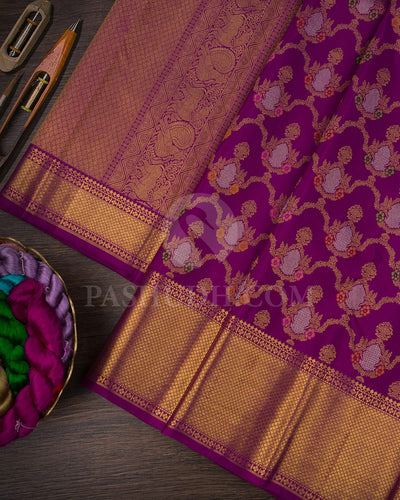Violet Bridal Pure Kanjivaram Silk Saree -P181(A)