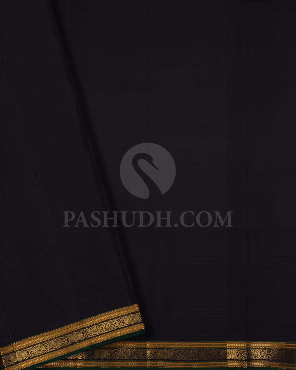 Pastel Teal And Black Pure Kanjivaram Silk Saree-SP128