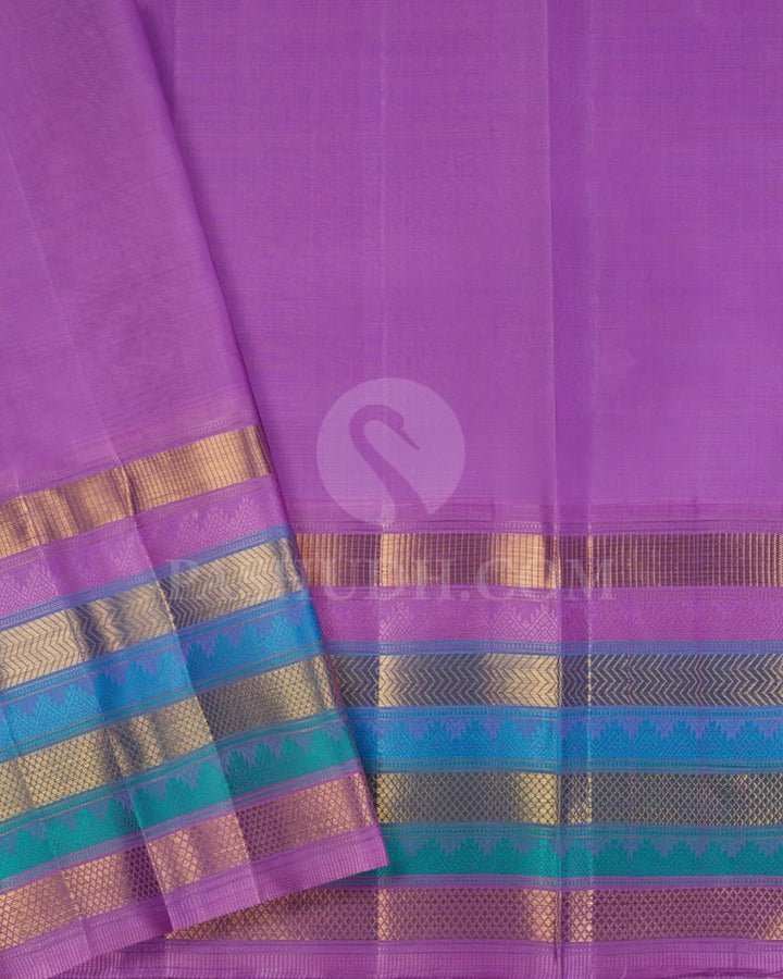 Deep Orange With Lavender Pure Kanjivaram Silk Saree-SP132