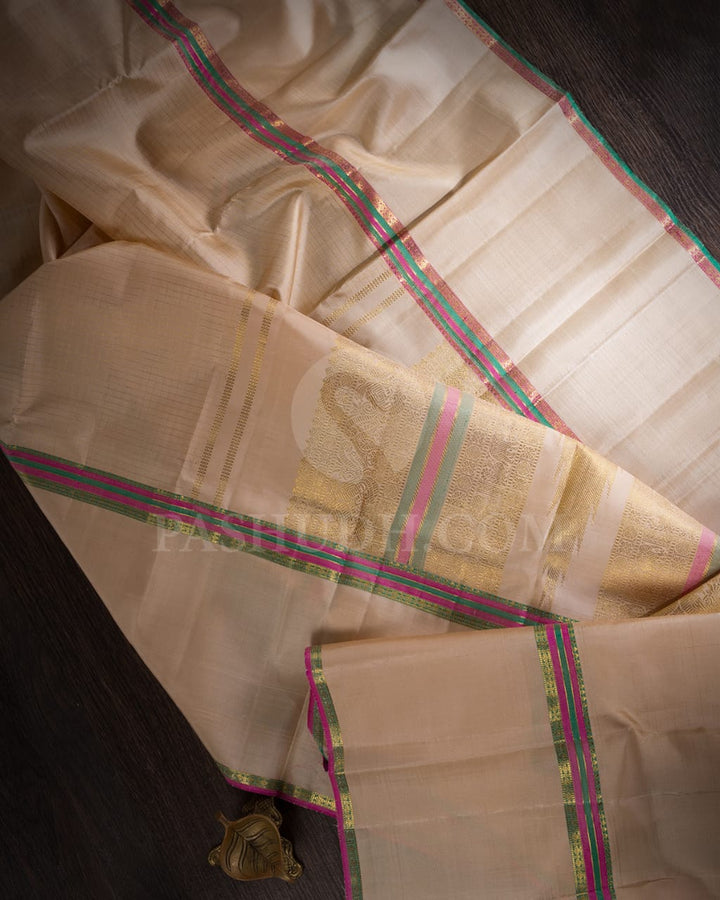 Beige Traditional Pure Kanjivaram Silk Saree-SP129