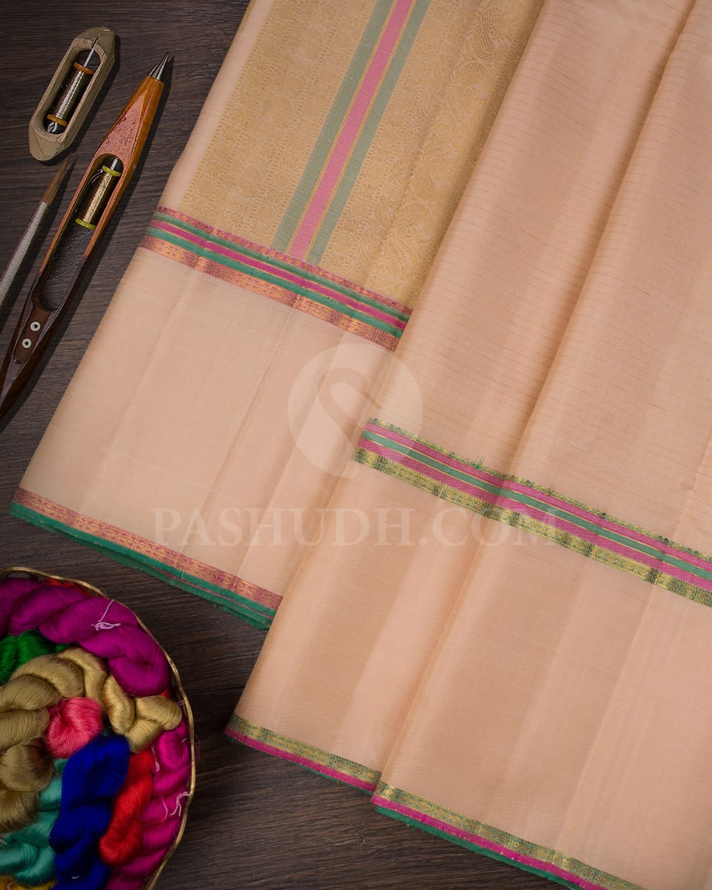 Beige Traditional Pure Kanjivaram Silk Saree-SP129