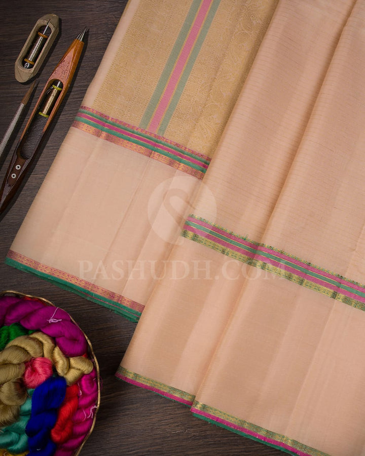 Beige Traditional Pure Kanjivaram Silk Saree-SP129