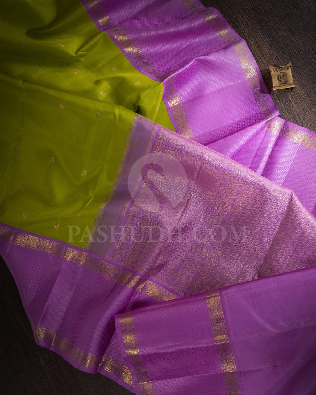 Parrot Green And Lavender Pure Kanjivaram Silk Saree-SP134