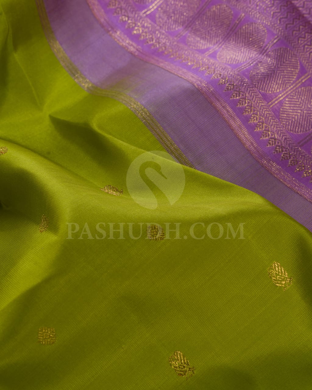 Parrot Green And Lavender Pure Kanjivaram Silk Saree-SP134
