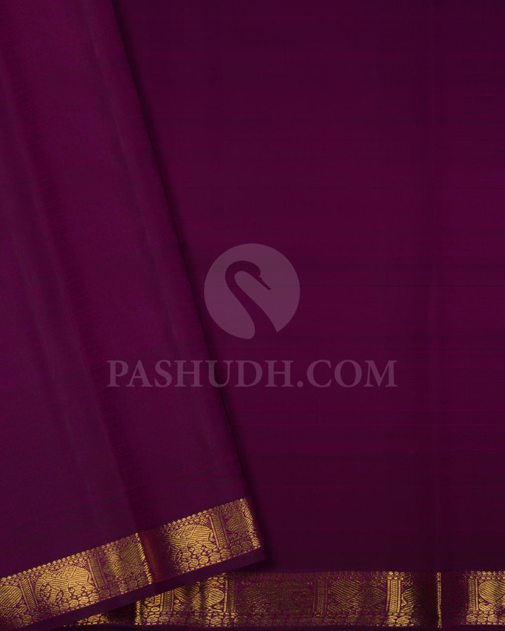 Deep Plum Pure Kanjivaram Silk Saree-SP123