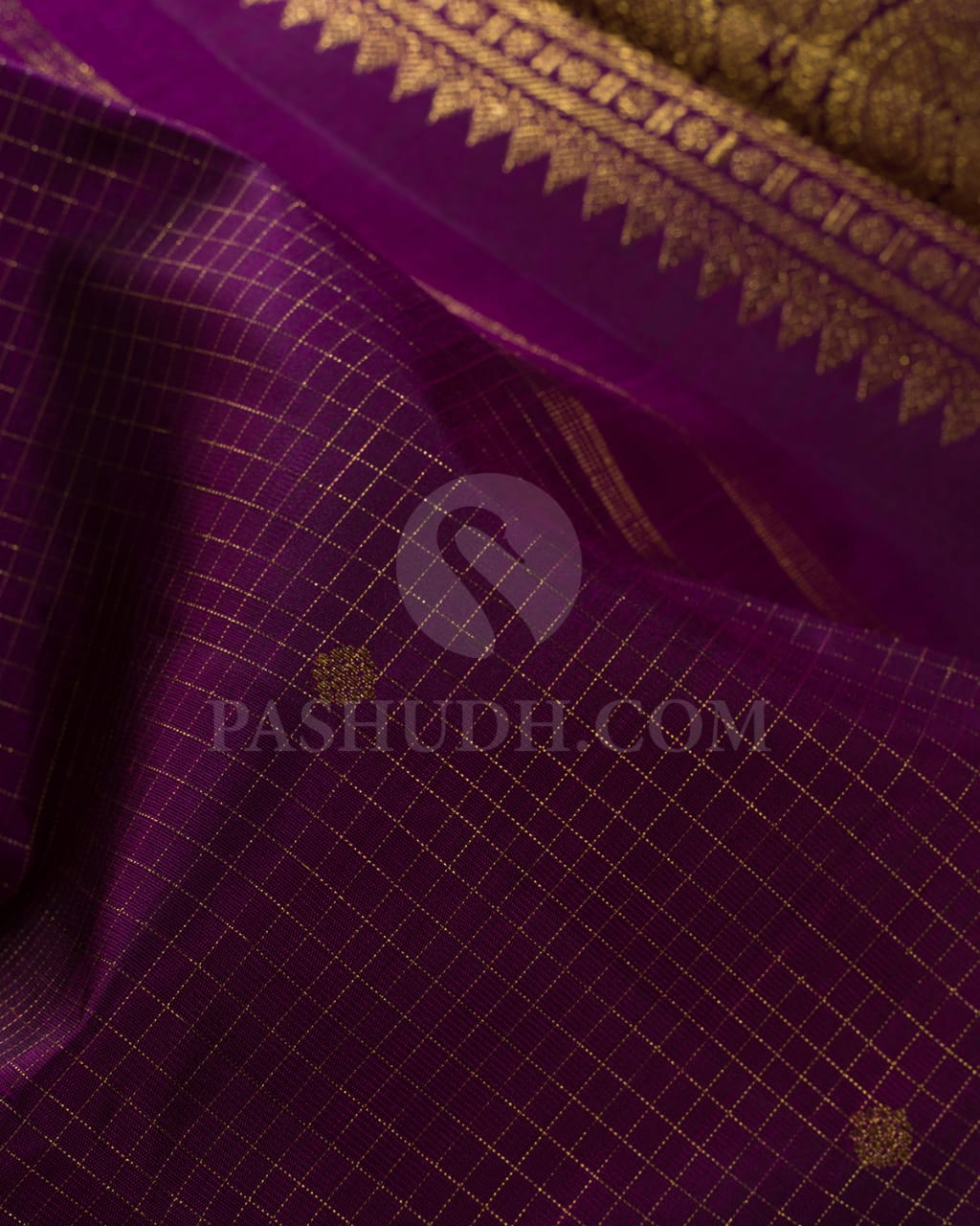 Deep Plum Pure Kanjivaram Silk Saree-SP123