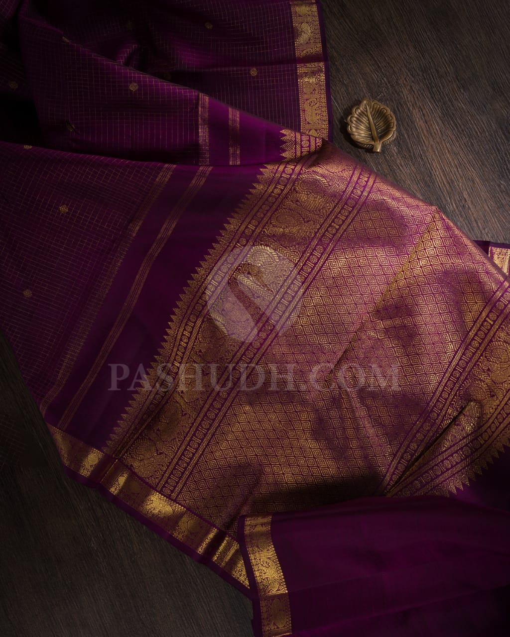 Deep Plum Pure Kanjivaram Silk Saree-SP123