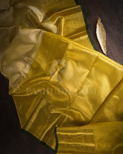 Golden Yellow Bridal Pure Tissue Kanjivaram Silk Saree-SP96