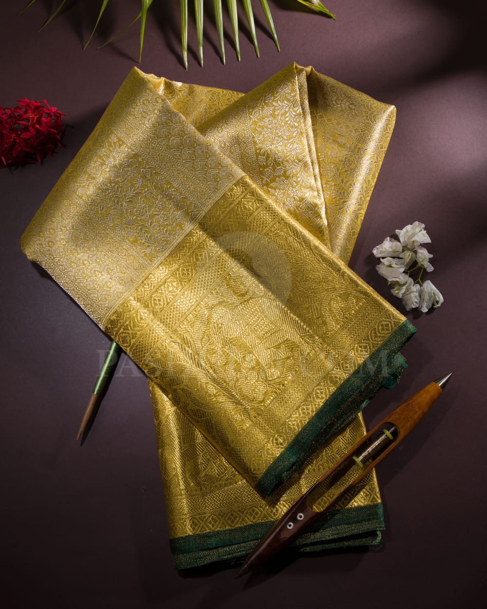 Golden Yellow Bridal Pure Tissue Kanjivaram Silk Saree-SP96