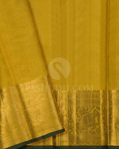 Golden Yellow Bridal Pure Tissue Kanjivaram Silk Saree-SP96