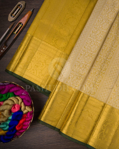 Golden Yellow Bridal Pure Tissue Kanjivaram Silk Saree-SP96