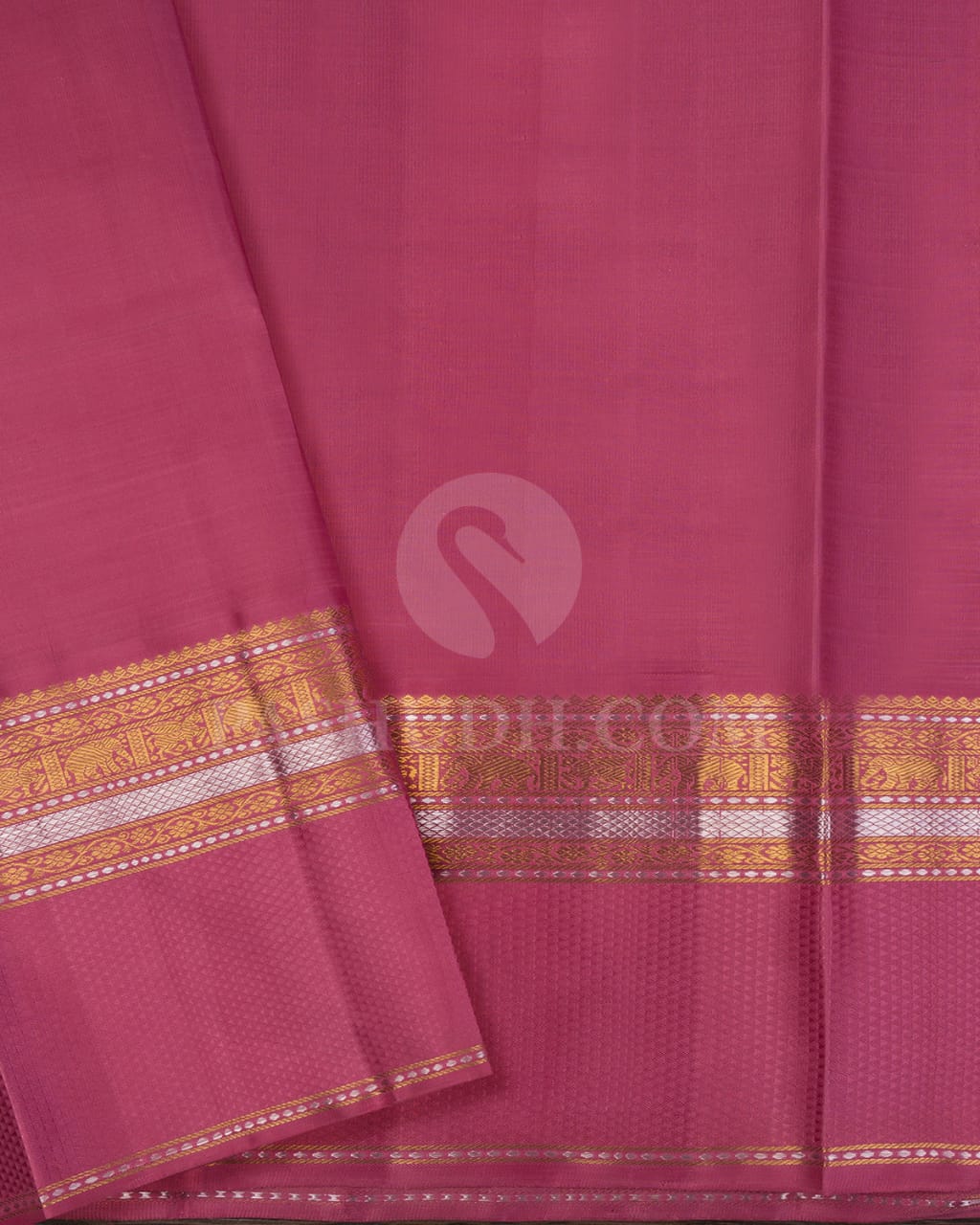 Deep Olive Green And Rose Pink Pure Kanjivaram Silk Saree-SP103
