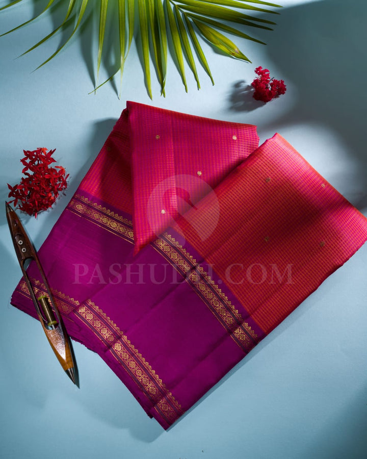 Rani Pink And Purple Kanjivaram Silk Saree-S1055(D)