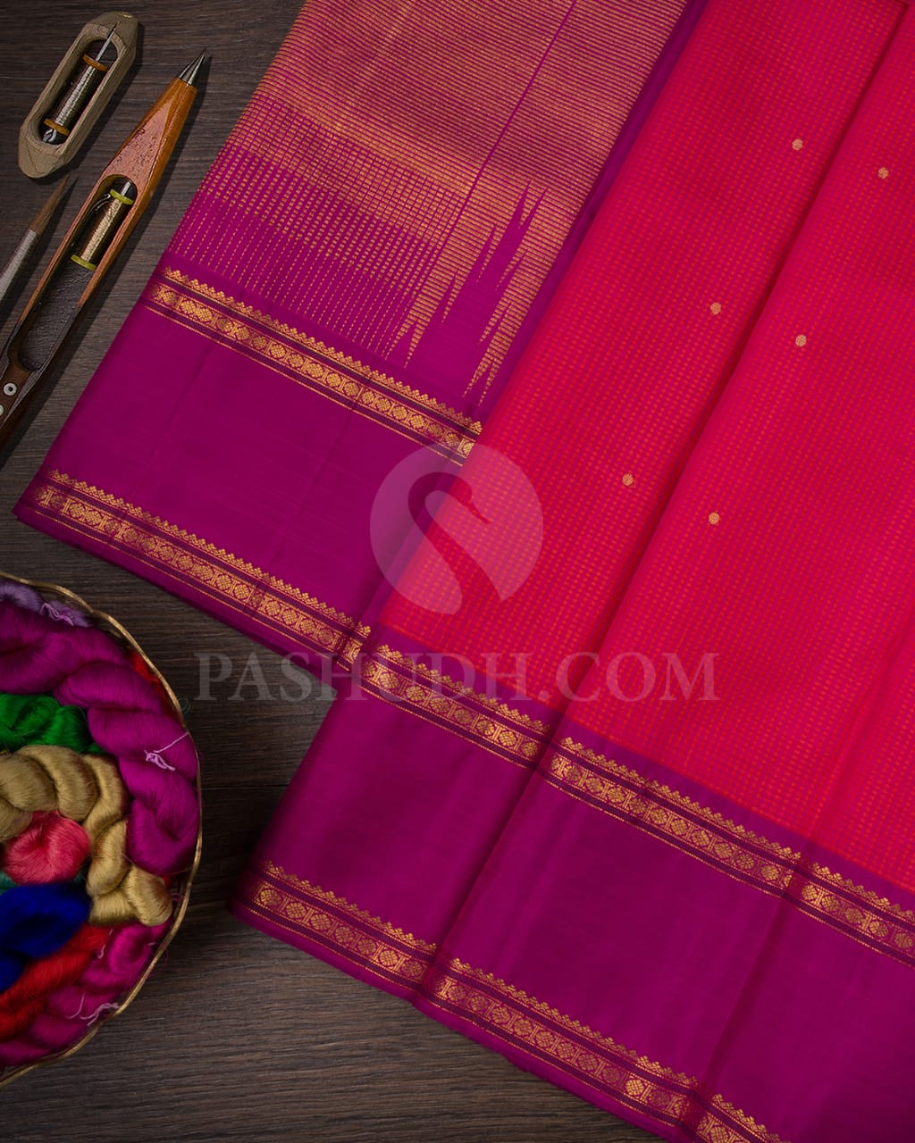 Rani Pink And Purple Kanjivaram Silk Saree-S1055(D)