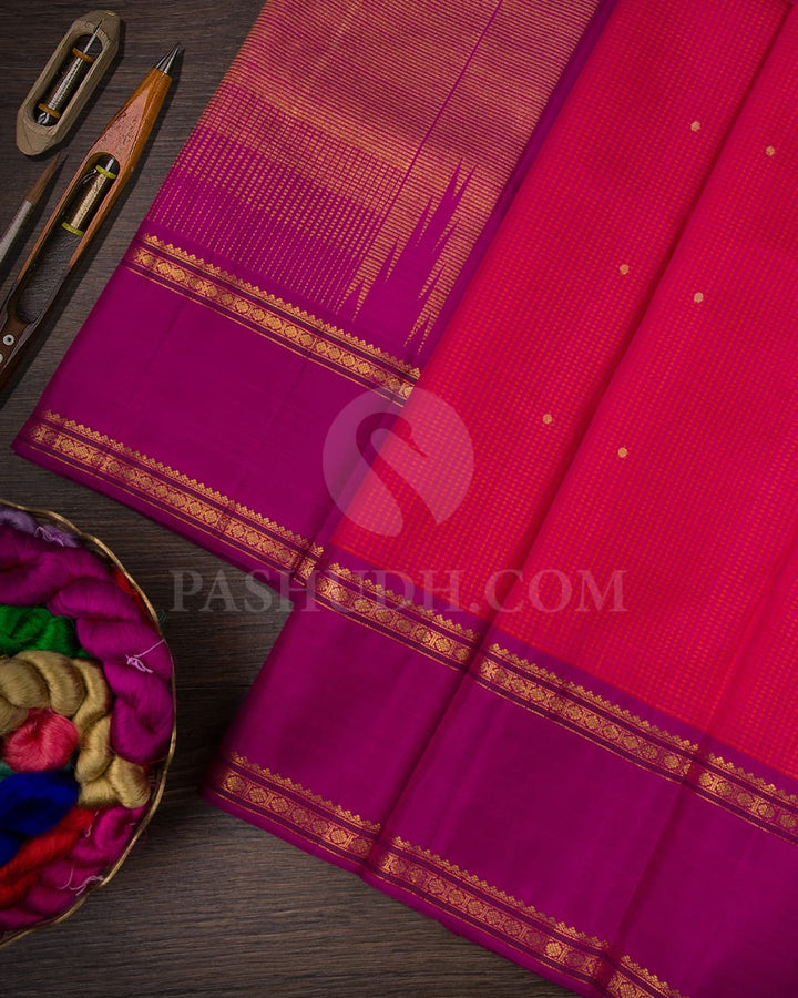 Rani Pink And Purple Kanjivaram Silk Saree-S1055(D)