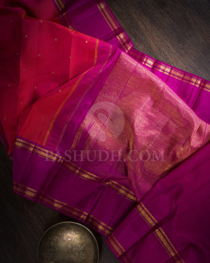 Rani Pink And Purple Kanjivaram Silk Saree-S1055(D)