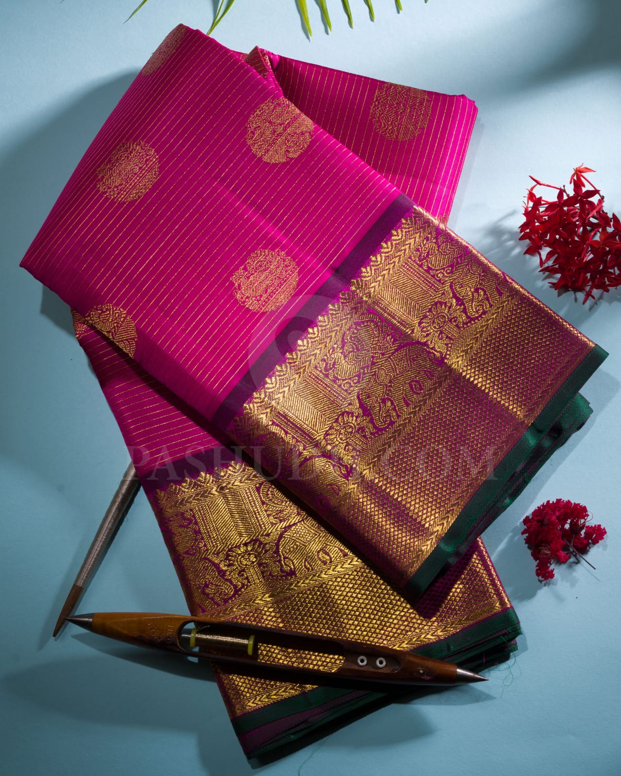 Pink And Magenta Pure Kanjivaram Silk Saree-SP91