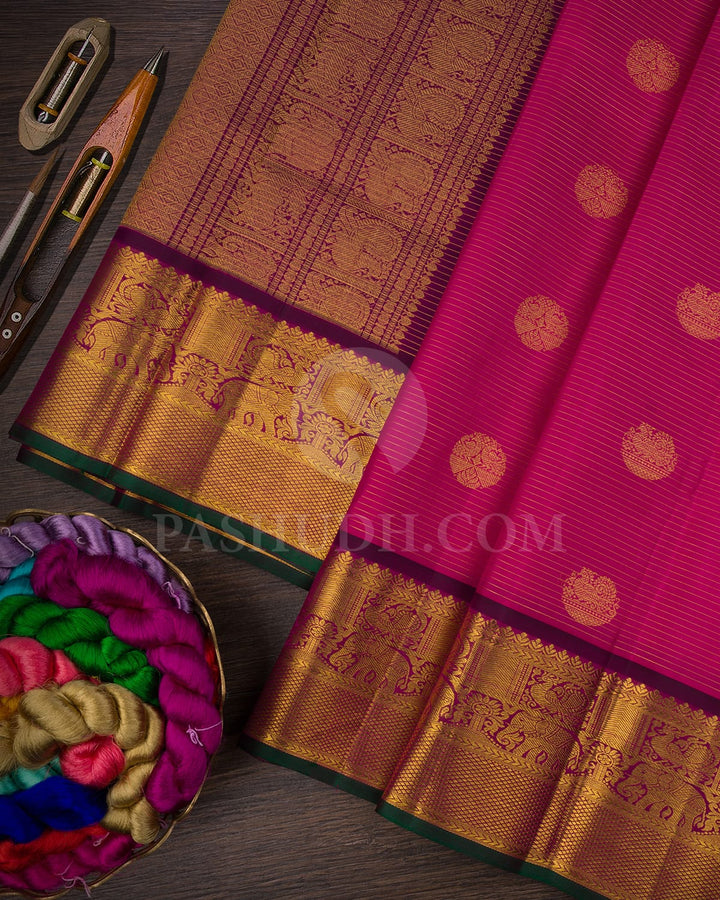 Pink And Magenta Pure Kanjivaram Silk Saree-SP91