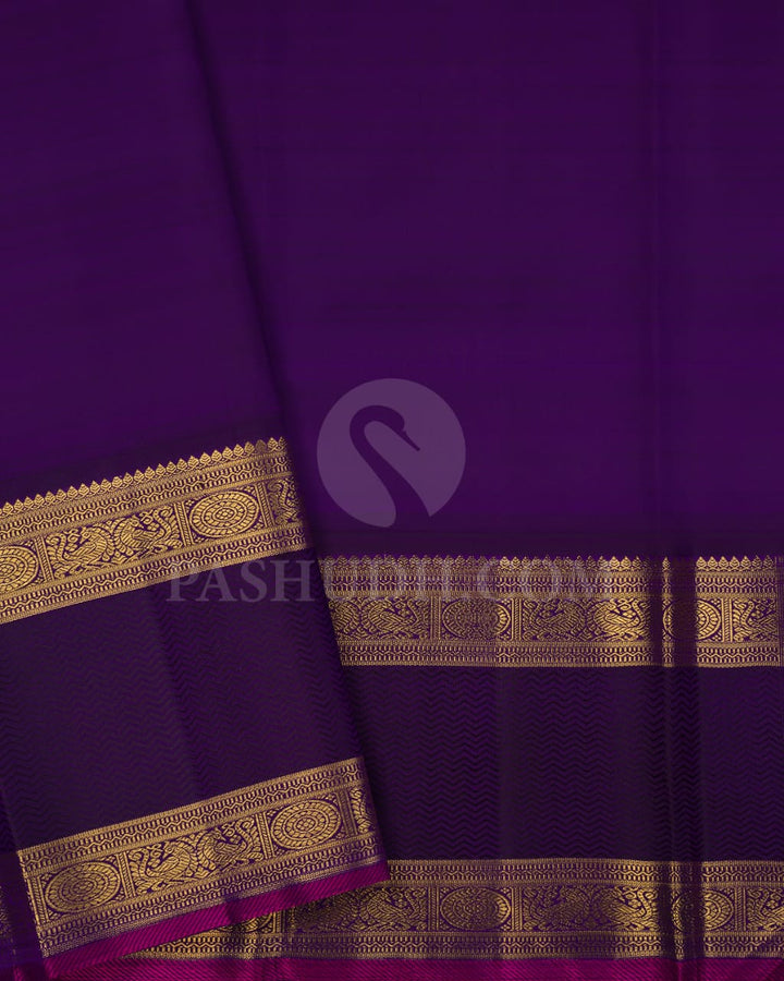 Multihue Checks With Royal Purple Pure Kanjivaram Silk Saree-SP87
