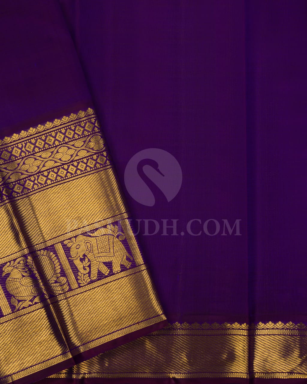 Cream And Royal Purple Tissue Bridal Kanjivaram Silk Saree-SP90