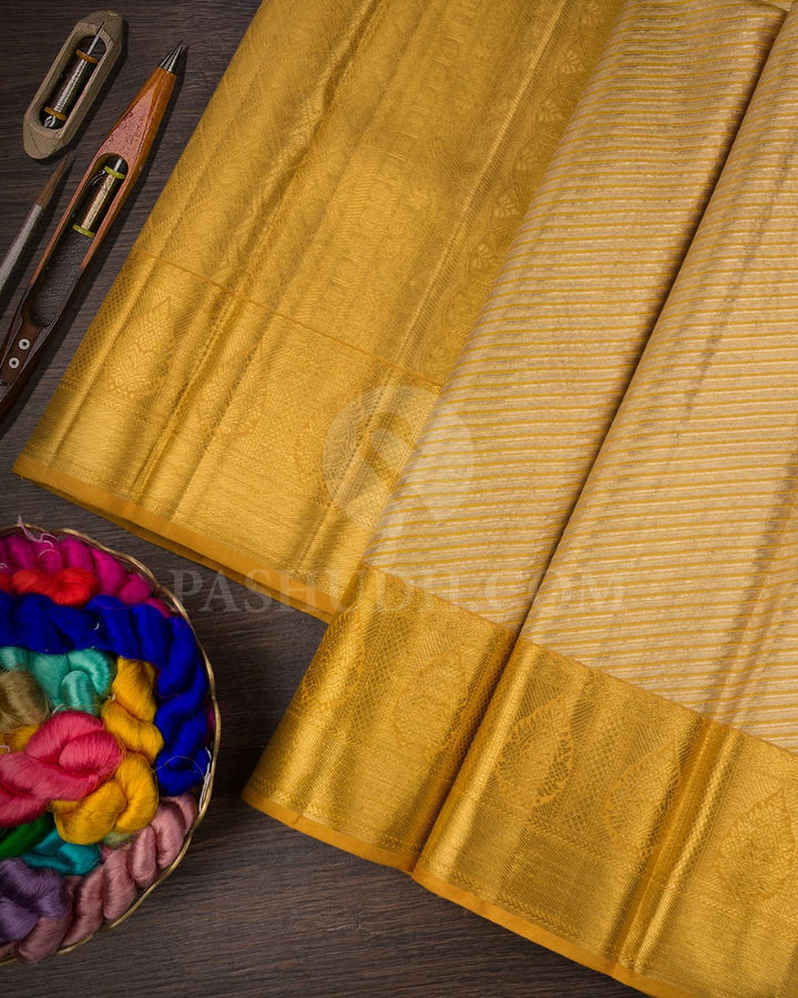 Antique Gold Tissue Bridal Kanjivaram Silk Saree-SP102