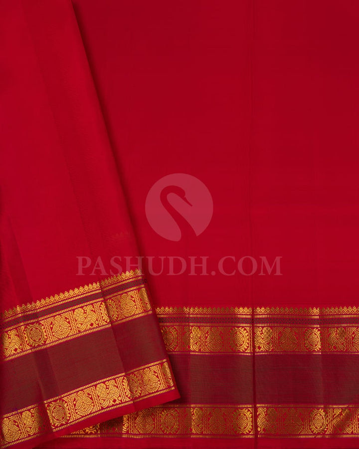 Navy Blue And Red Kanjivaram Silk Saree-S1467(A)