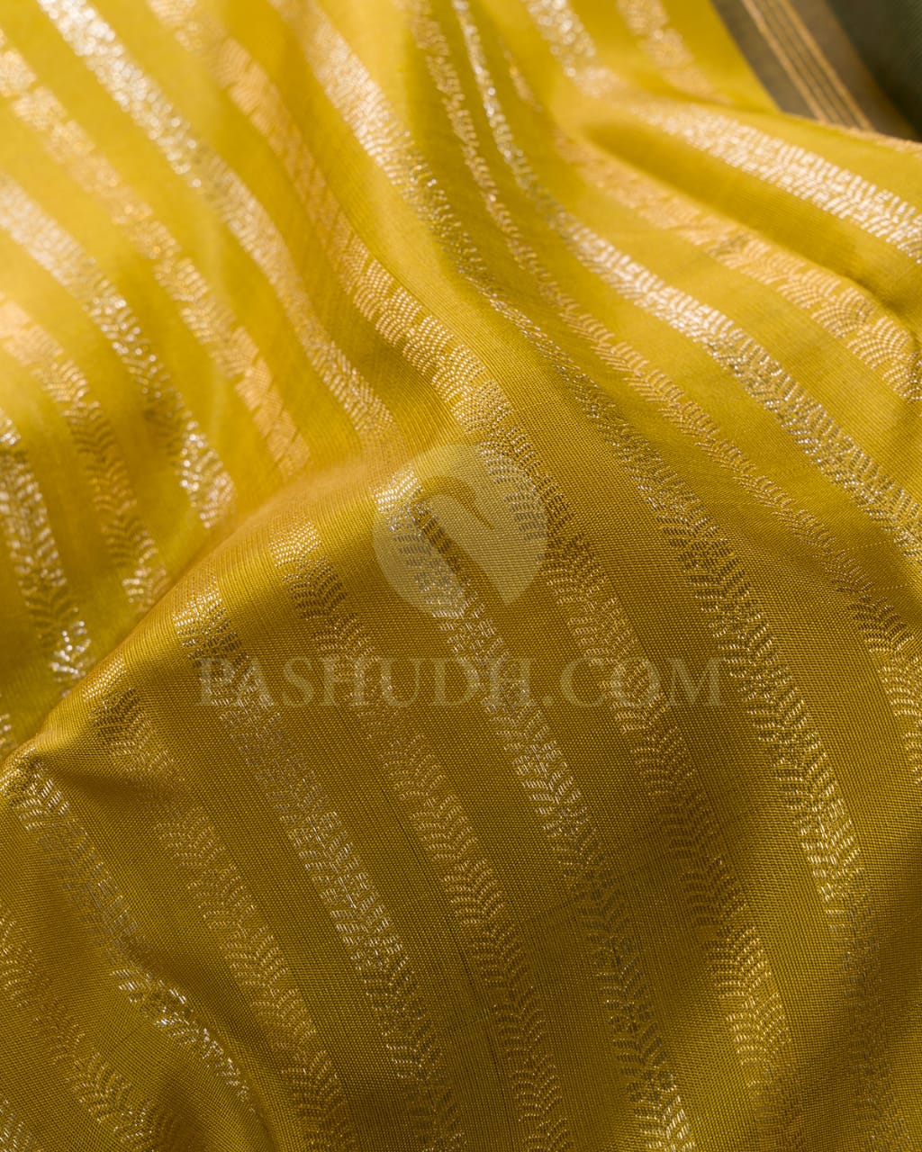 Mustard Yellow And Bottle Green Kanjivaram Silk Saree-S1179(C)
