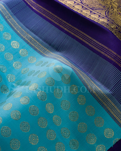 Cyan And Deep Blue Pure Kanjivaram Silk Saree-SP97