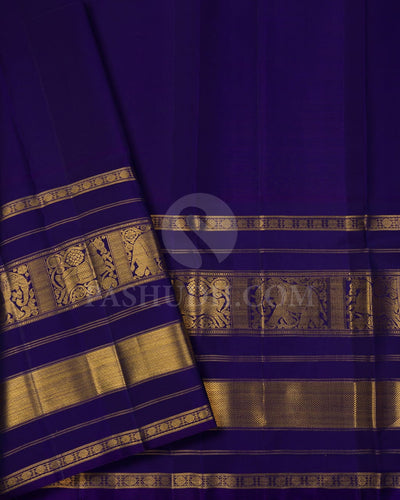 Cyan And Deep Blue Pure Kanjivaram Silk Saree-SP97