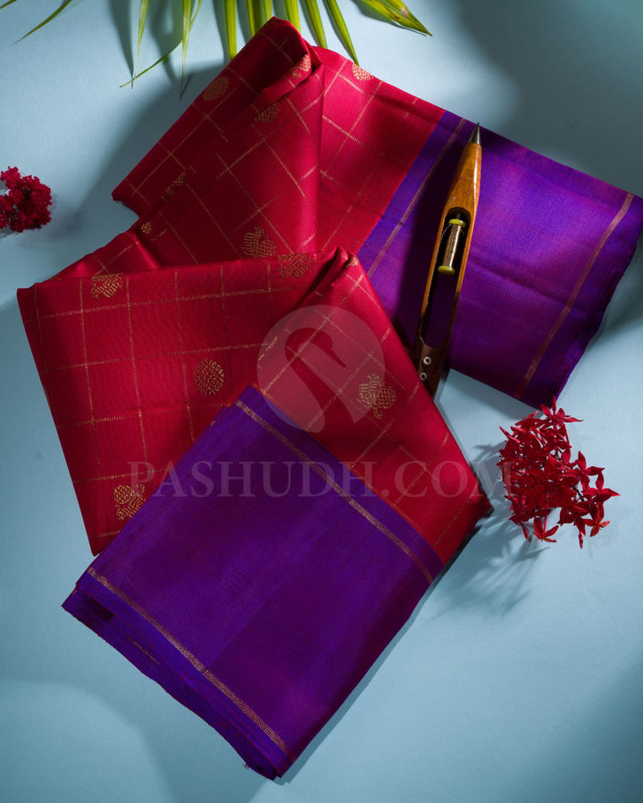 Red And Royal Purple Pure Kanjivaram Silk Saree-SP114