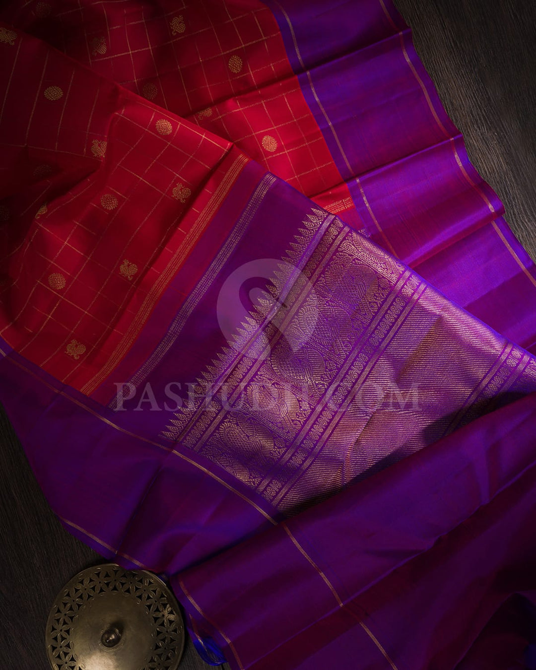 Red And Royal Purple Pure Kanjivaram Silk Saree-SP114