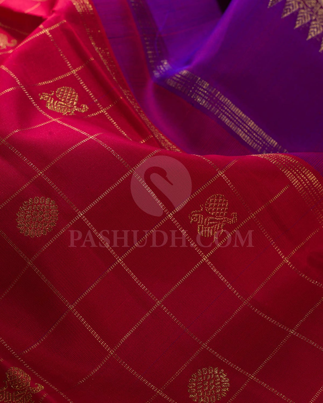 Red And Royal Purple Pure Kanjivaram Silk Saree-SP114