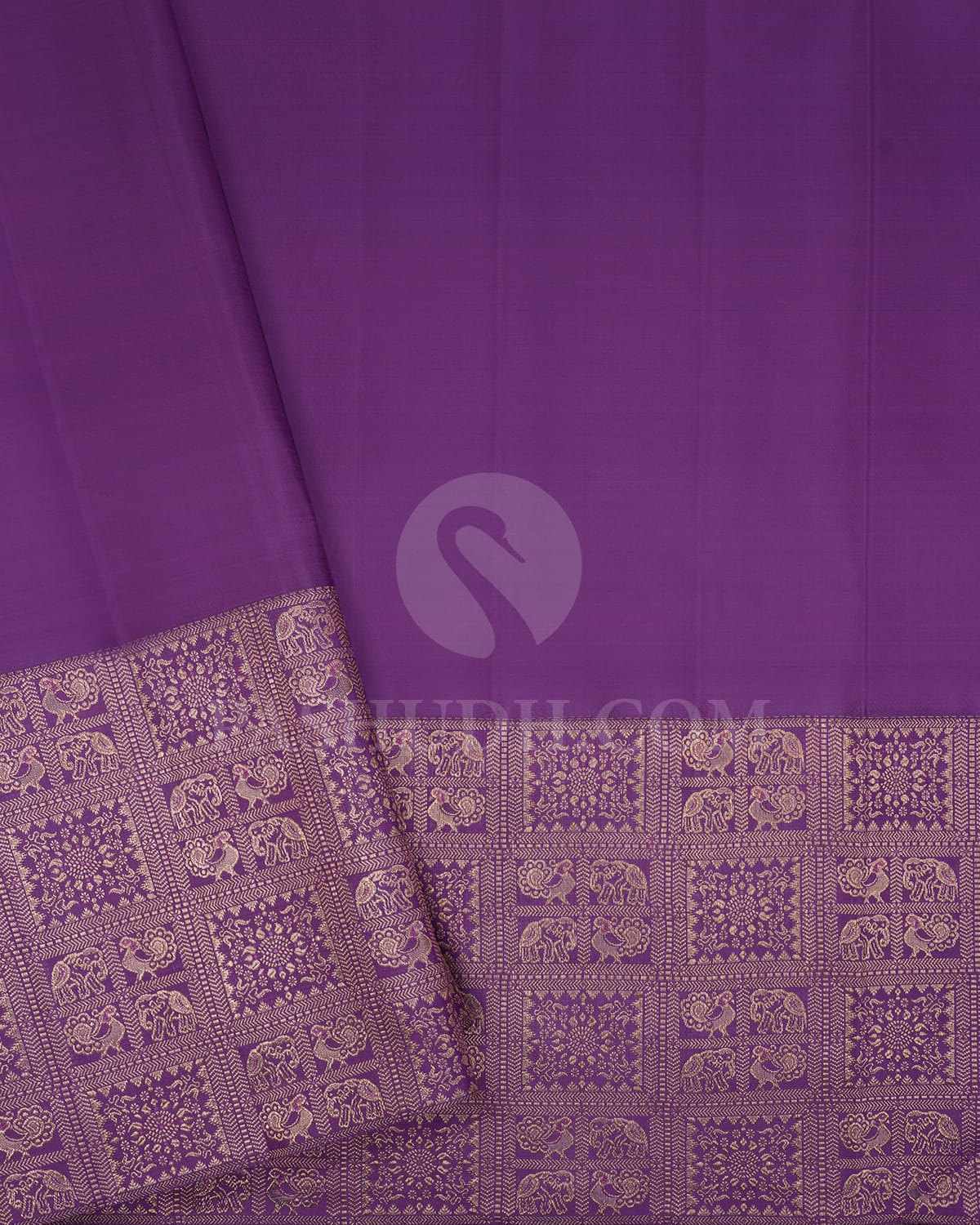 Lemon Yellow And Lavender Kanjivaram Silk Saree-S1423(C)