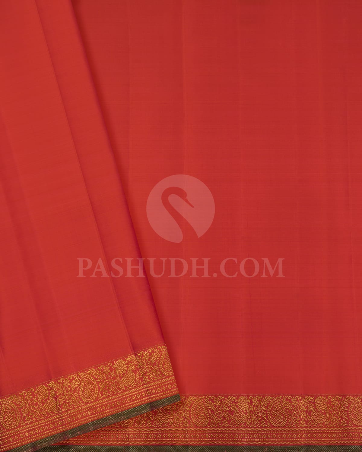 Burnt Orange Shimmer  Bridal Pure Kanjivaram Silk Saree-P184(A)