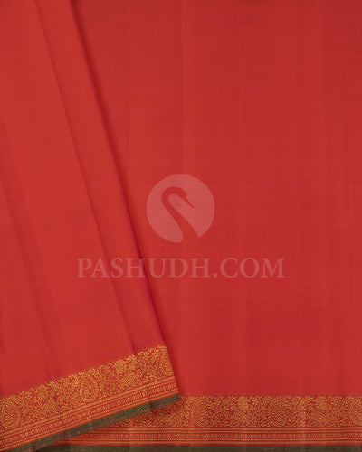 Burnt Orange Shimmer  Bridal Pure Kanjivaram Silk Saree-P184(A)