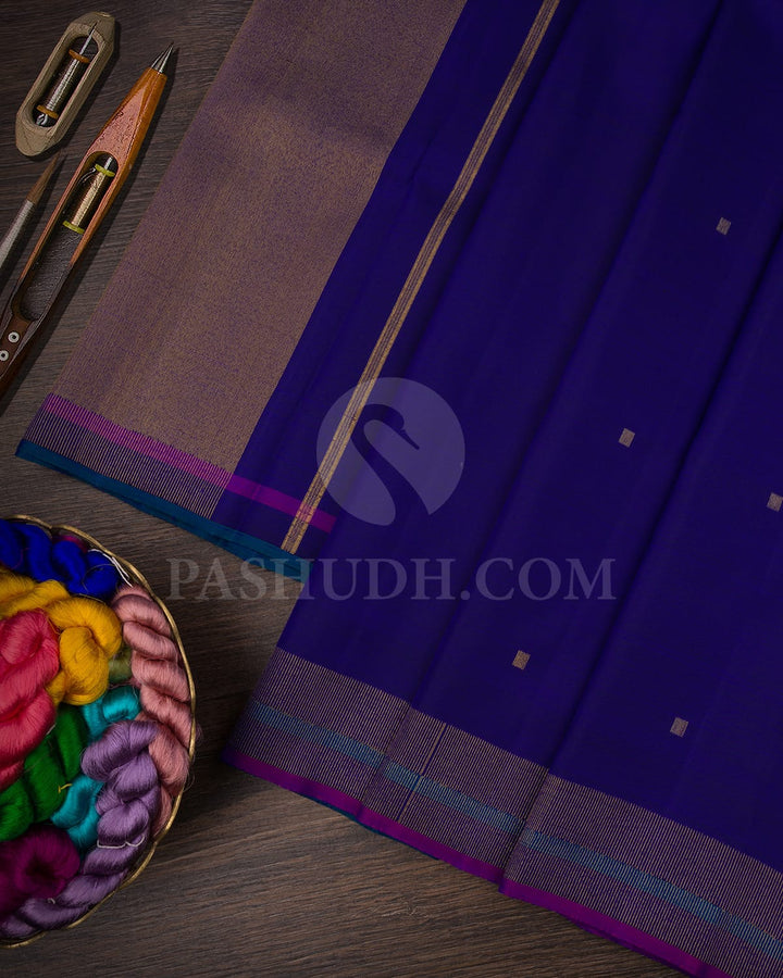 Deep Navy Blue Kanjivaram Silk Saree-S1460(A)