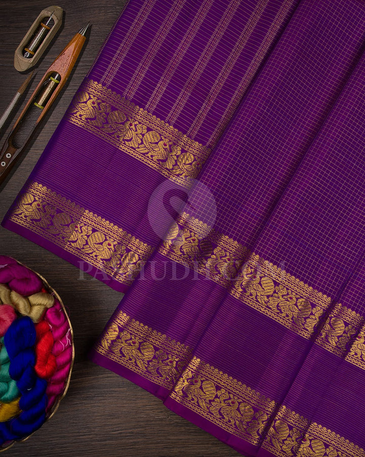 Violet And Dual Shaded Pink Pure Kanjivaram Silk Saree-SP89
