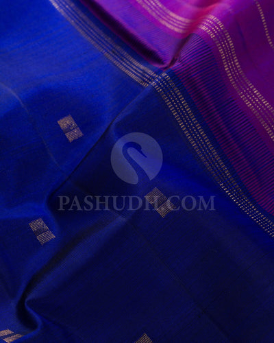 Navy Blue With Red Dual Shaded Pure Kanjivaram Silk Saree-SP106