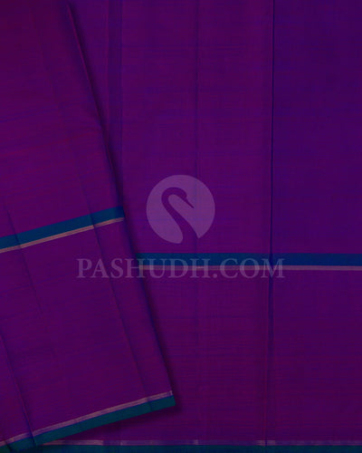 Navy Blue With Red Dual Shaded Pure Kanjivaram Silk Saree-SP106