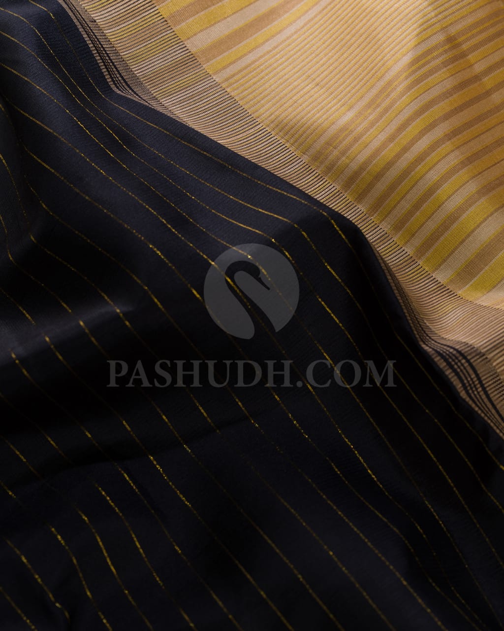 Black,Cream And Mustard Kanjivaram Silk Saree-AK20