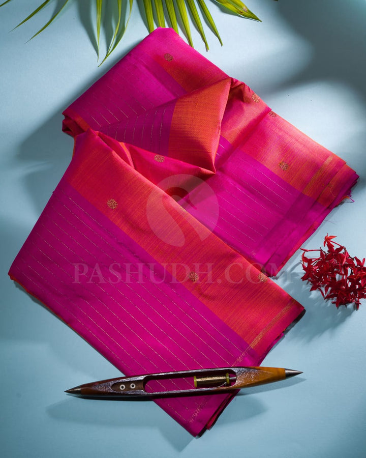 Rani Pink And Blush Pink Pure Kanjivaram Silk Saree-SP117
