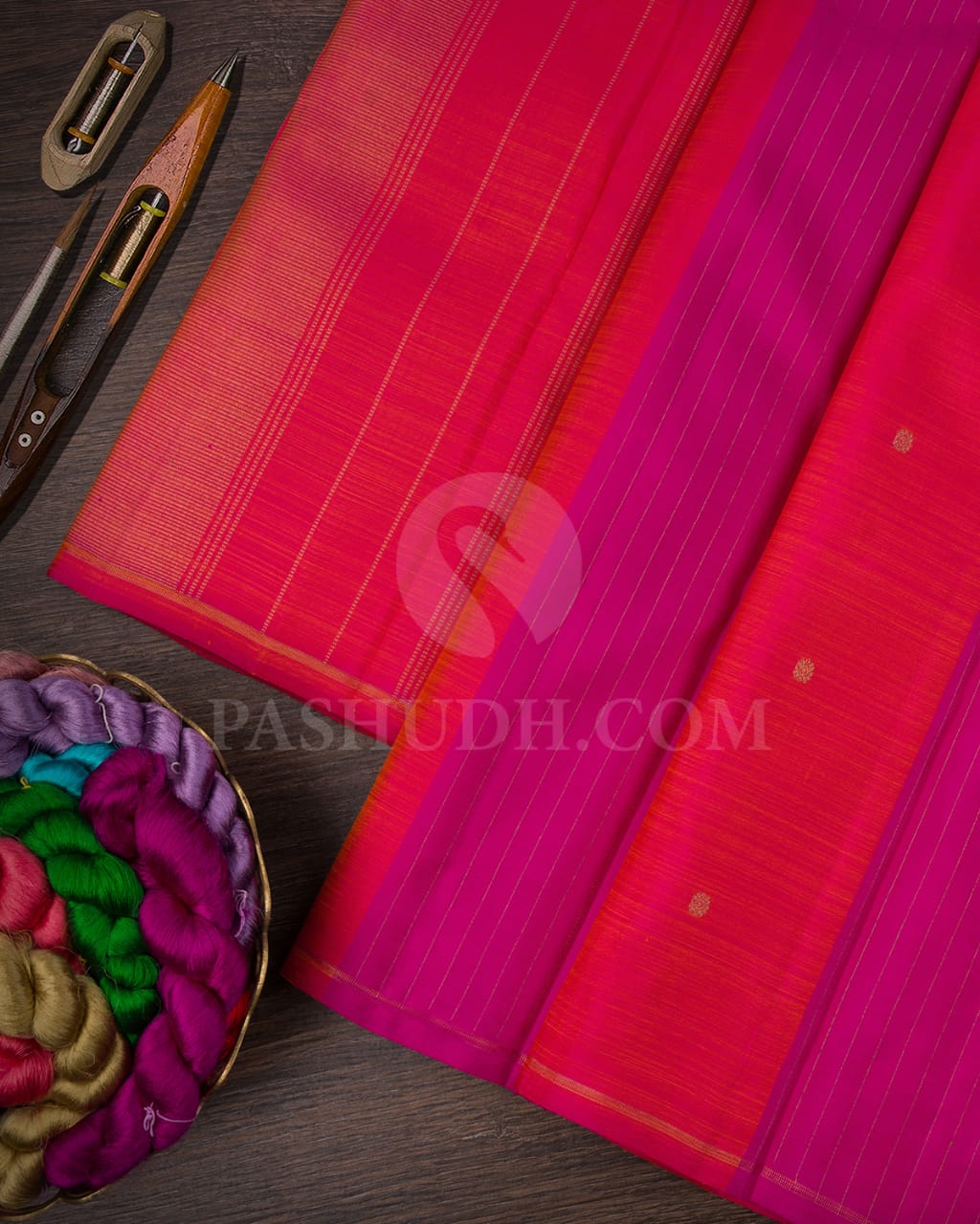 Rani Pink And Blush Pink Pure Kanjivaram Silk Saree-SP117