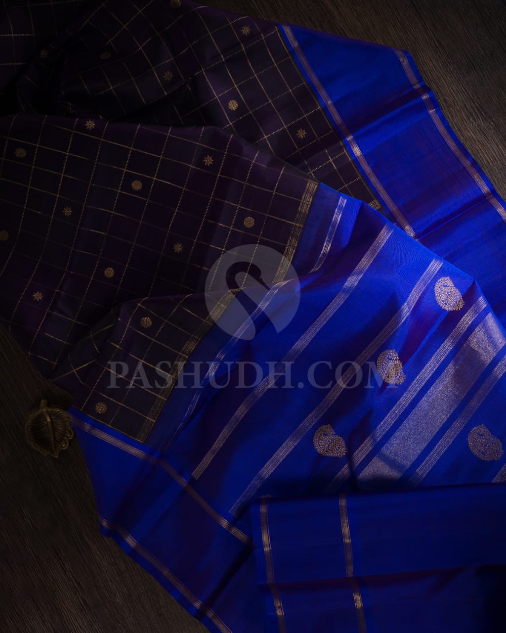 Midnight Blue And Ink Blue Pure Kanjivaram Silk Saree-SP125