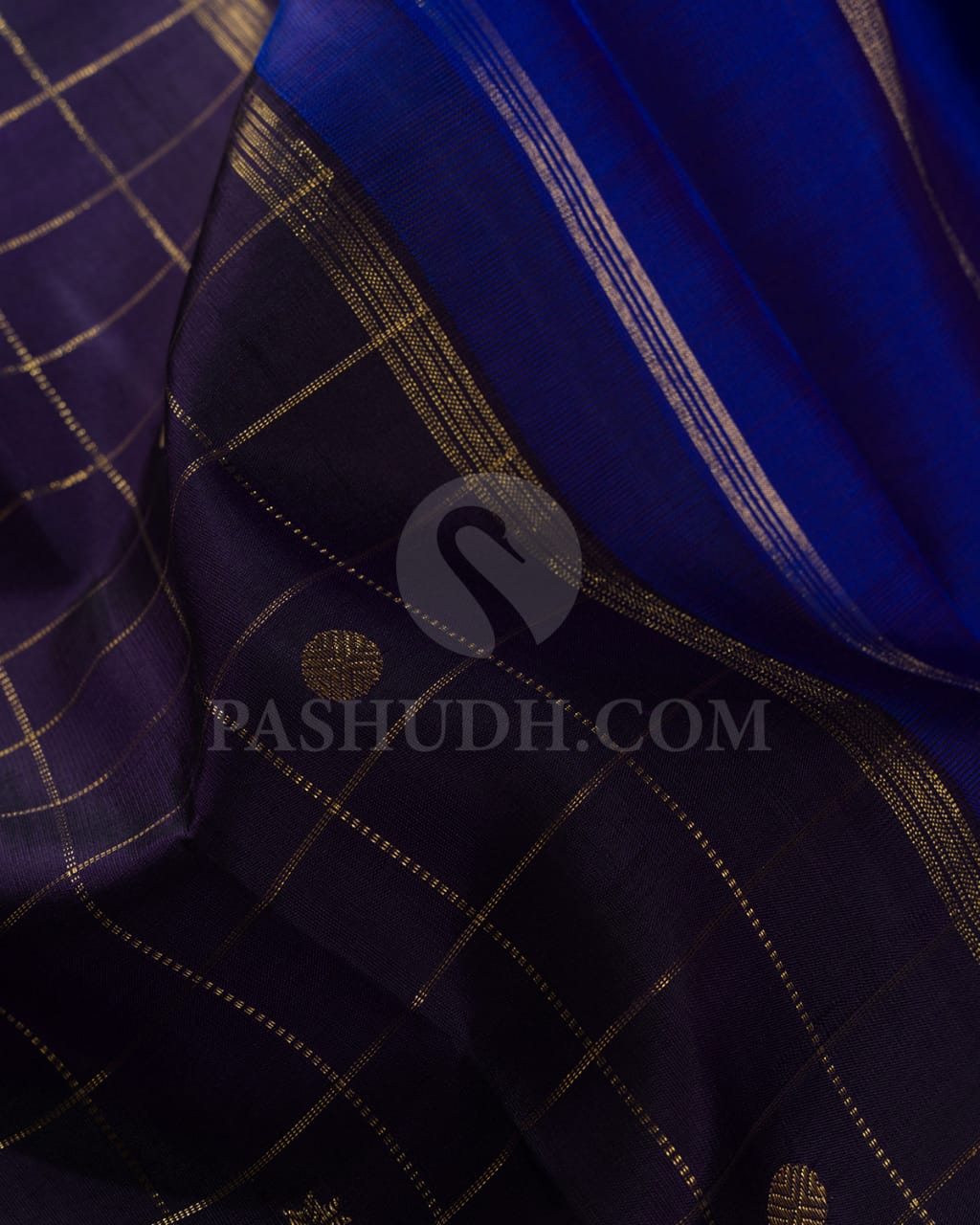 Midnight Blue And Ink Blue Pure Kanjivaram Silk Saree-SP125