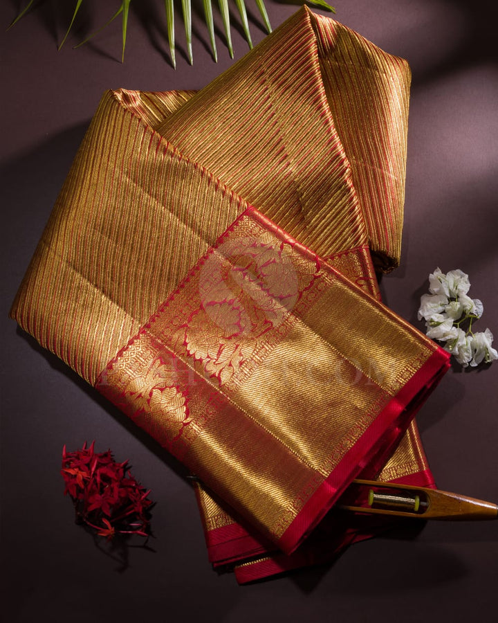 Bright Red  Bridal Pure Tissue Kanjivaram Silk Saree-SP101